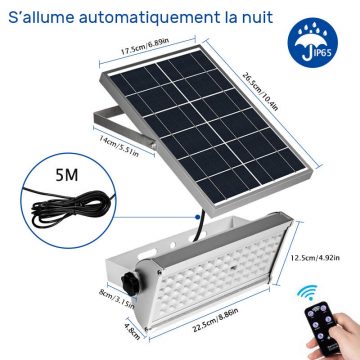 Projecteur LED extérieur solaire avec télécommande