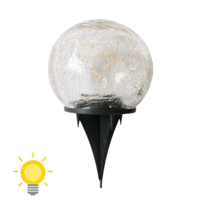 Lampe solaire boule verre craquelé