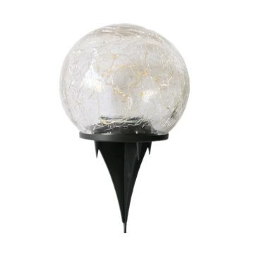 lampe solaire boule verre craquele